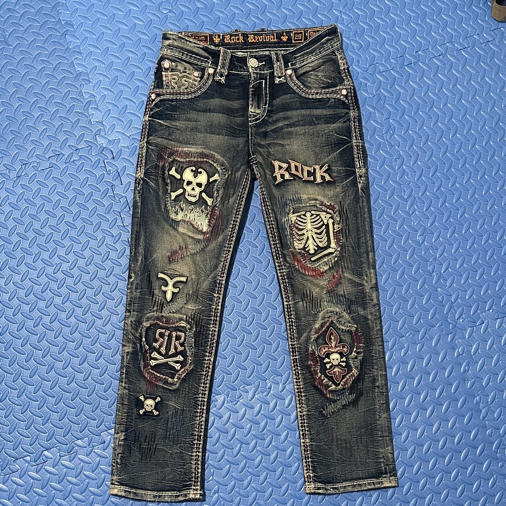Rock Revival Men's Malcolm Straight Jeans with Patchwork